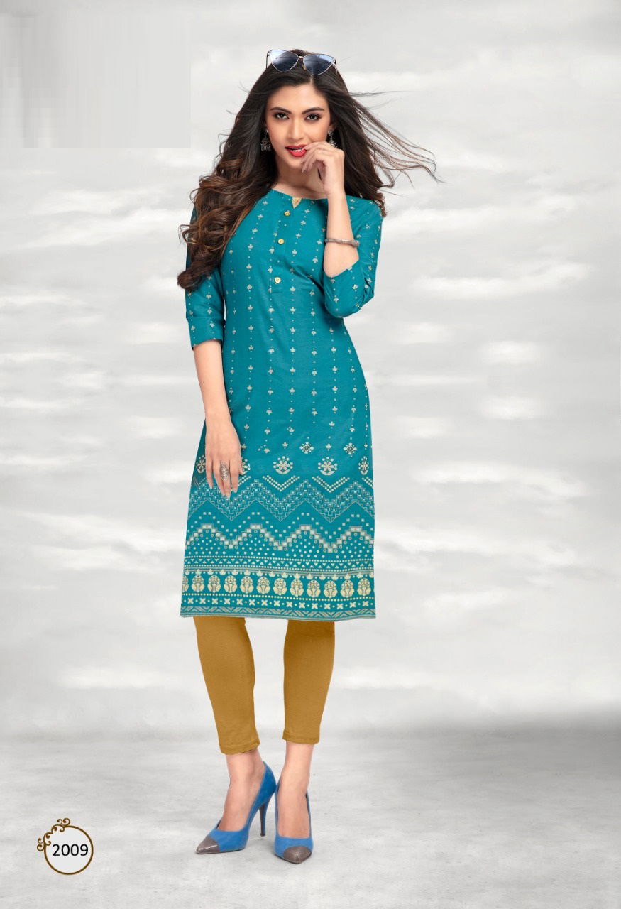 Traditional 2 Cotton Regular Wear Printed Designer Kurti Collection